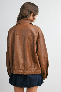 Camel Leather Bomber