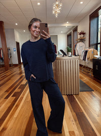 Navy Blue Polka Dot Pants