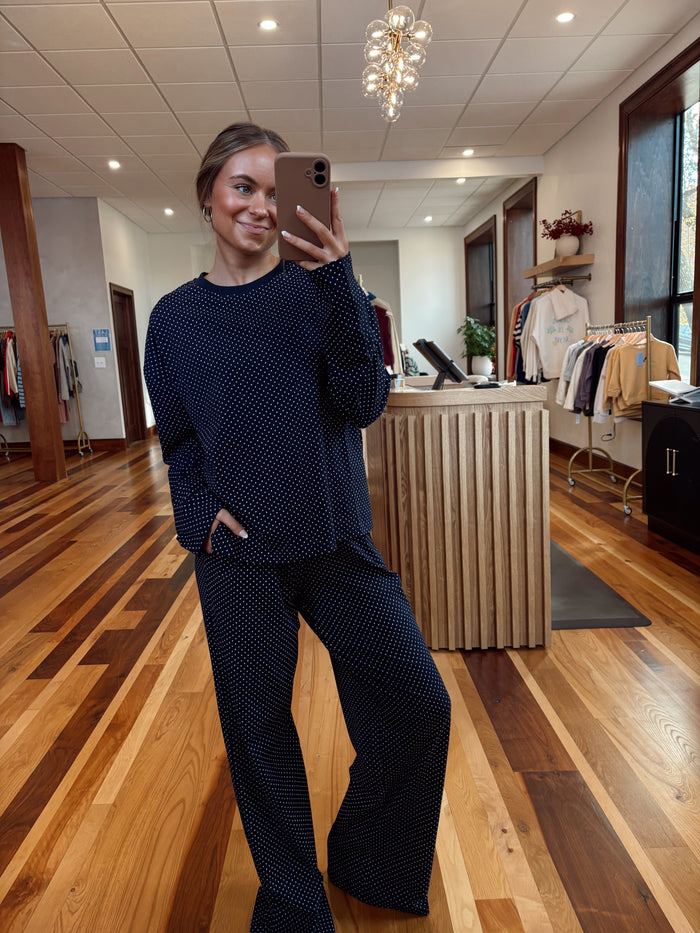 Navy Blue Polka Dot Pants