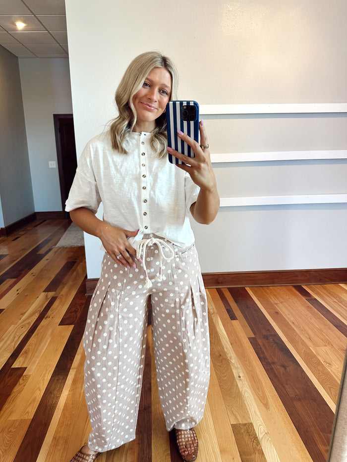 Wren Barrel Polka Dot Pants